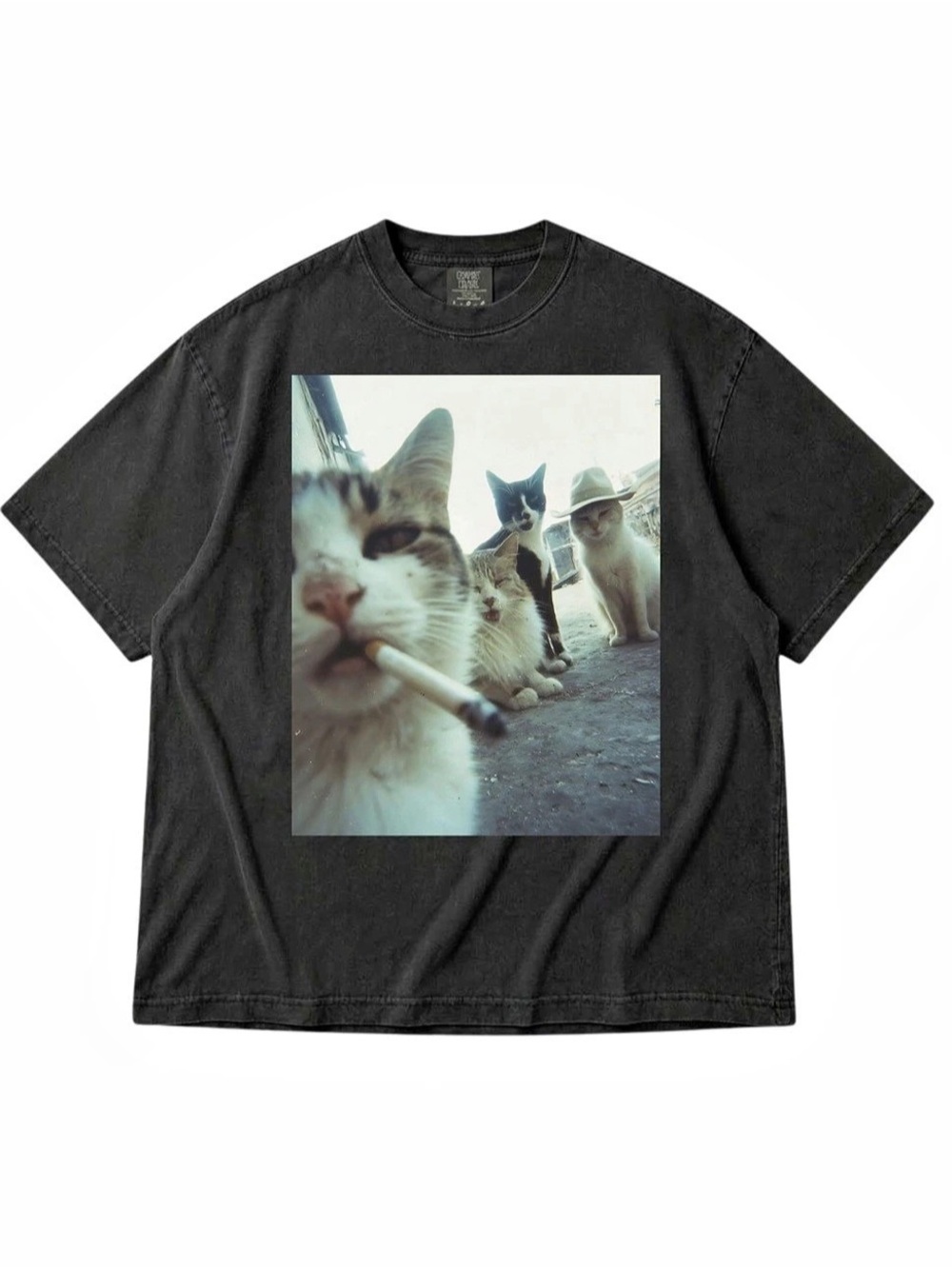 Comfort Colors Black Cat Print Graphic Tee